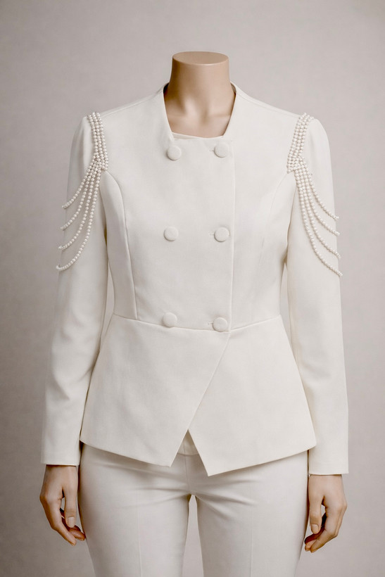 کت مجلسی زنانه مدل مروارید ریسه ای