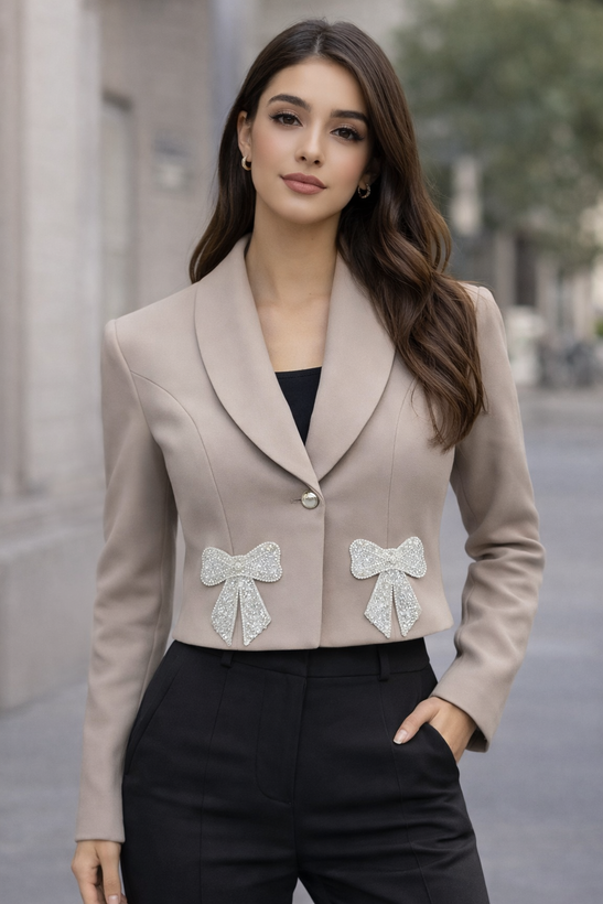کراپ کت مجلسی زنانه مدل پاپیون بزرگ🎀