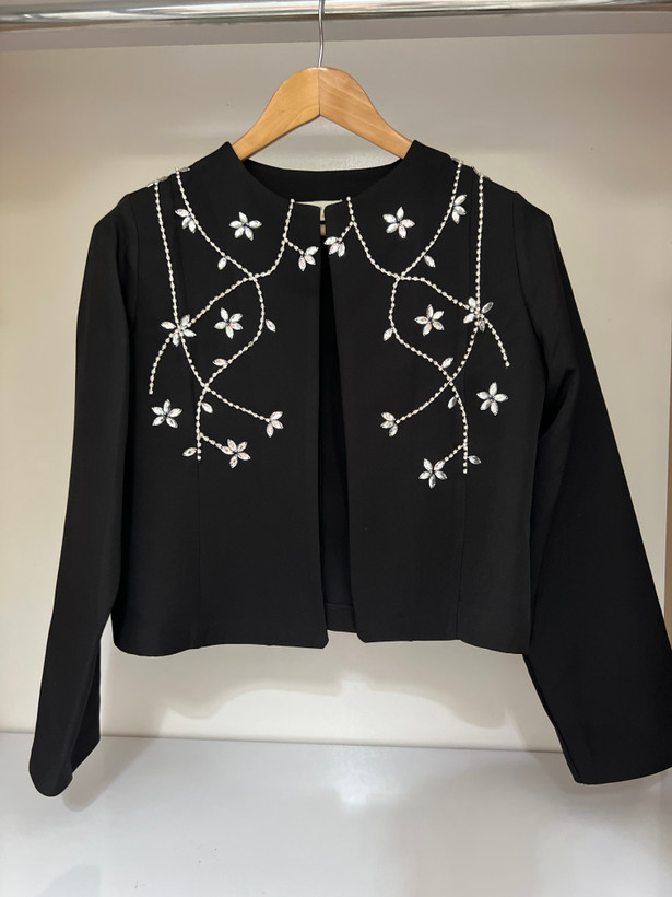 کراپ کت مجلسی زنانه مدل شکوفه