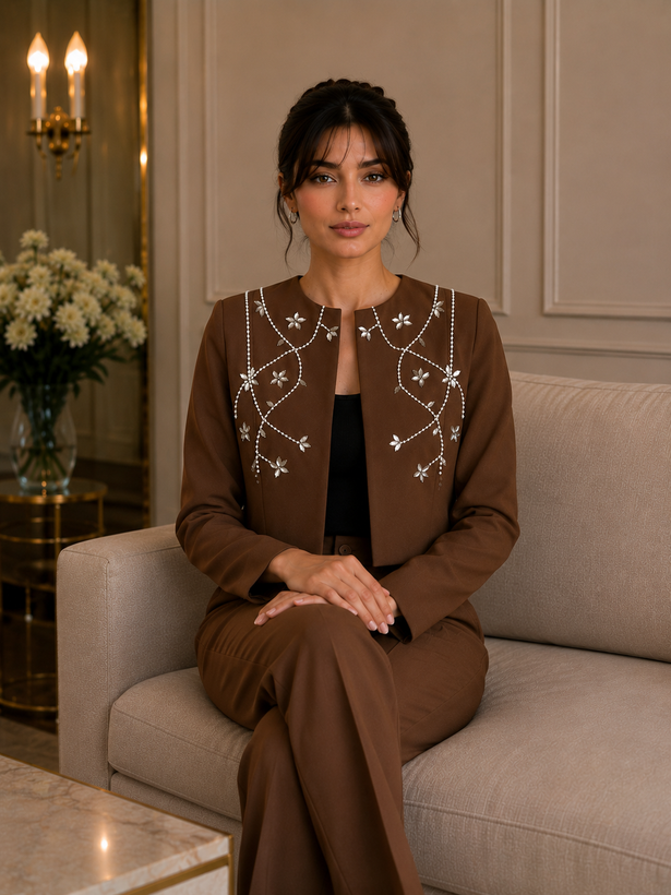 کراپ کت مجلسی زنانه مدل شکوفه