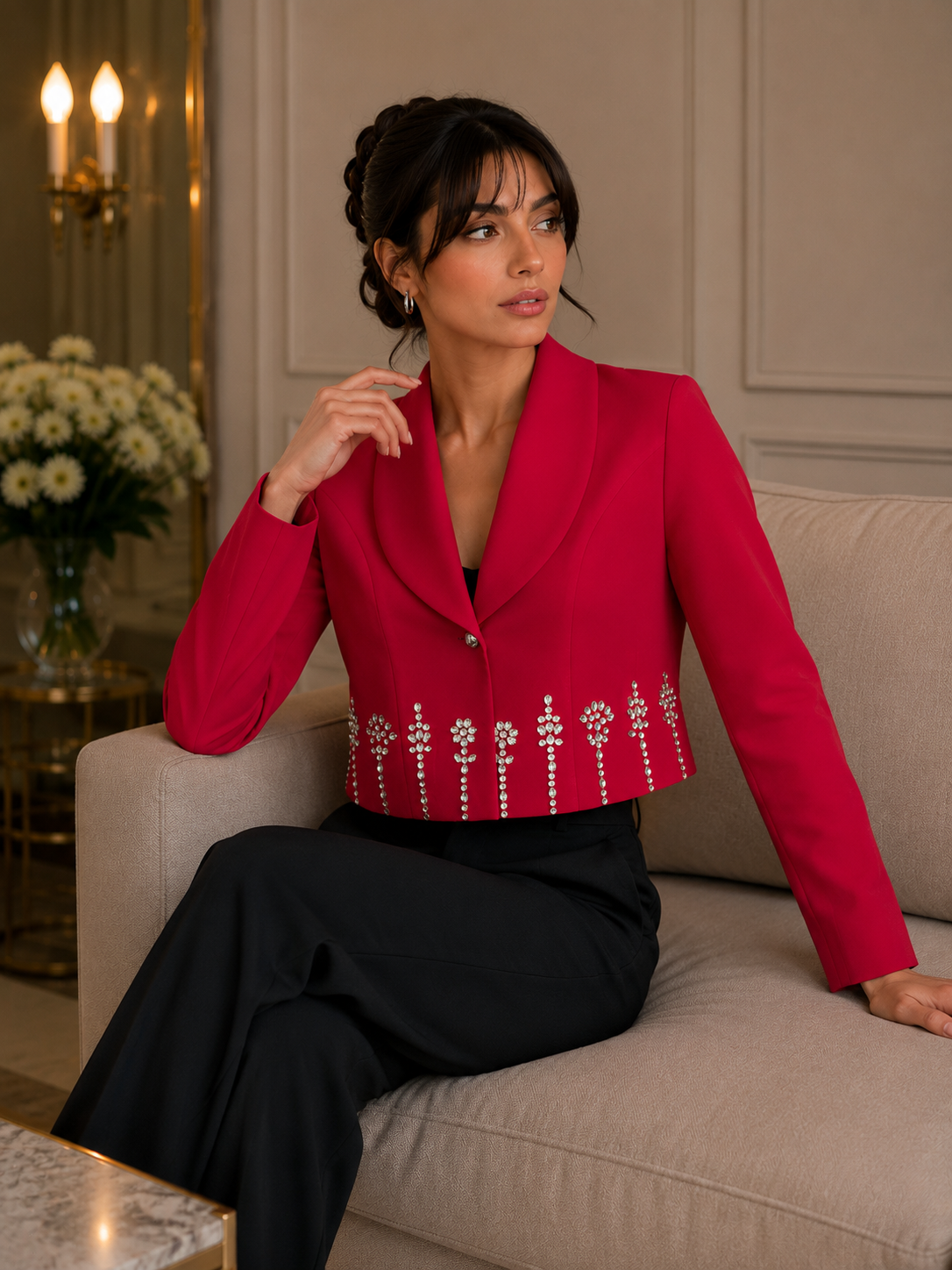 کراپ کت مجلسی زنانه مدل خورشید