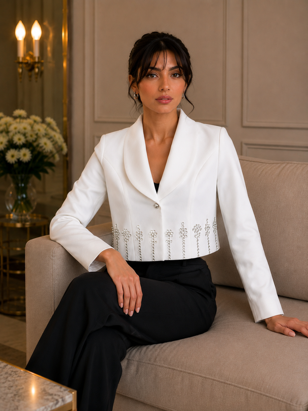 کراپ کت مجلسی زنانه مدل خورشید