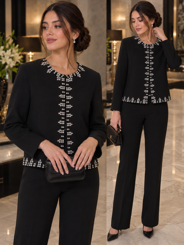 کراپ کت مجلسی زنانه جواهردوزی مدل غنچه
